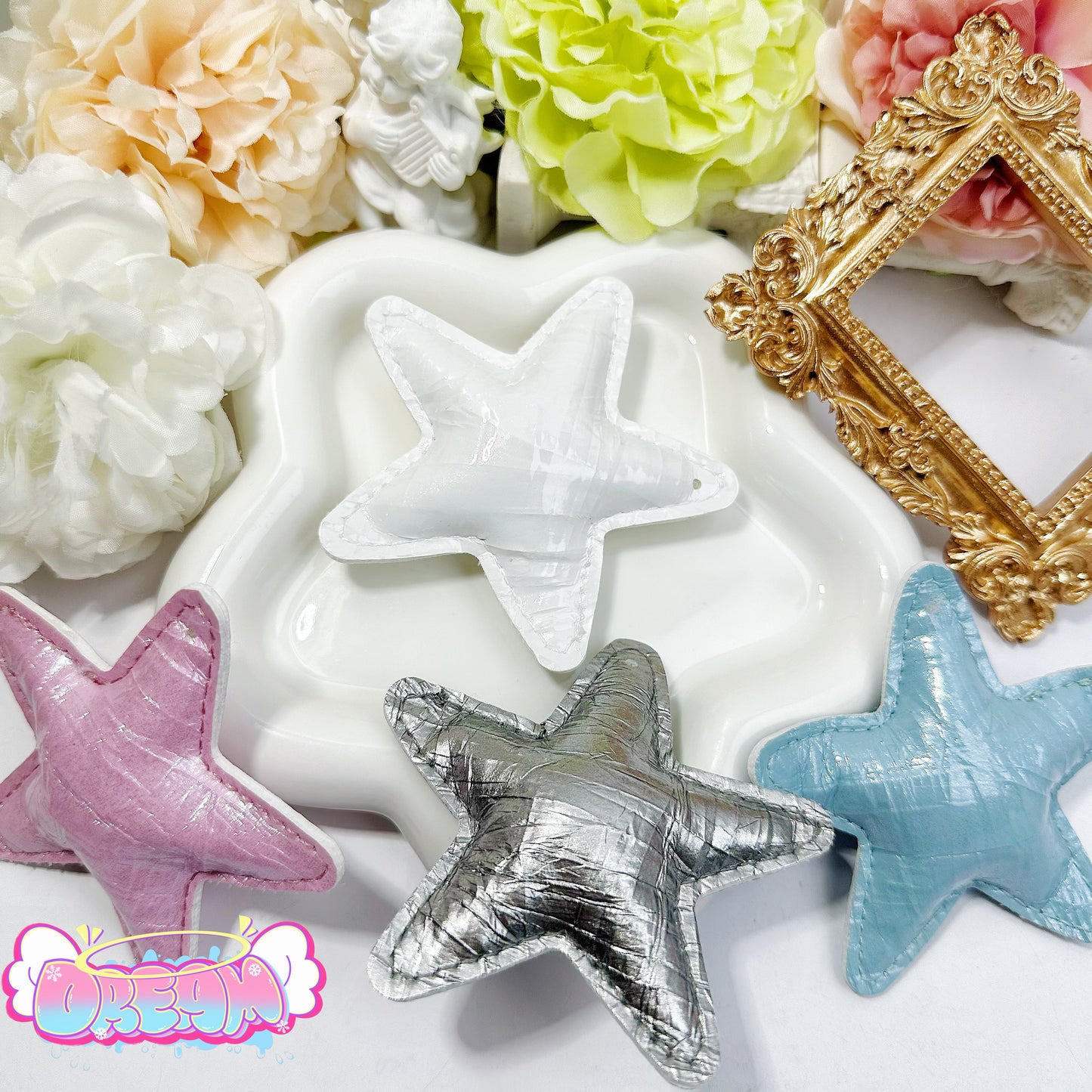 「P102」(SIZE: 8CM)合皮スター 穴あり バッグチャーム 星   チャーム アクセサリー ストラップ スター かわいい