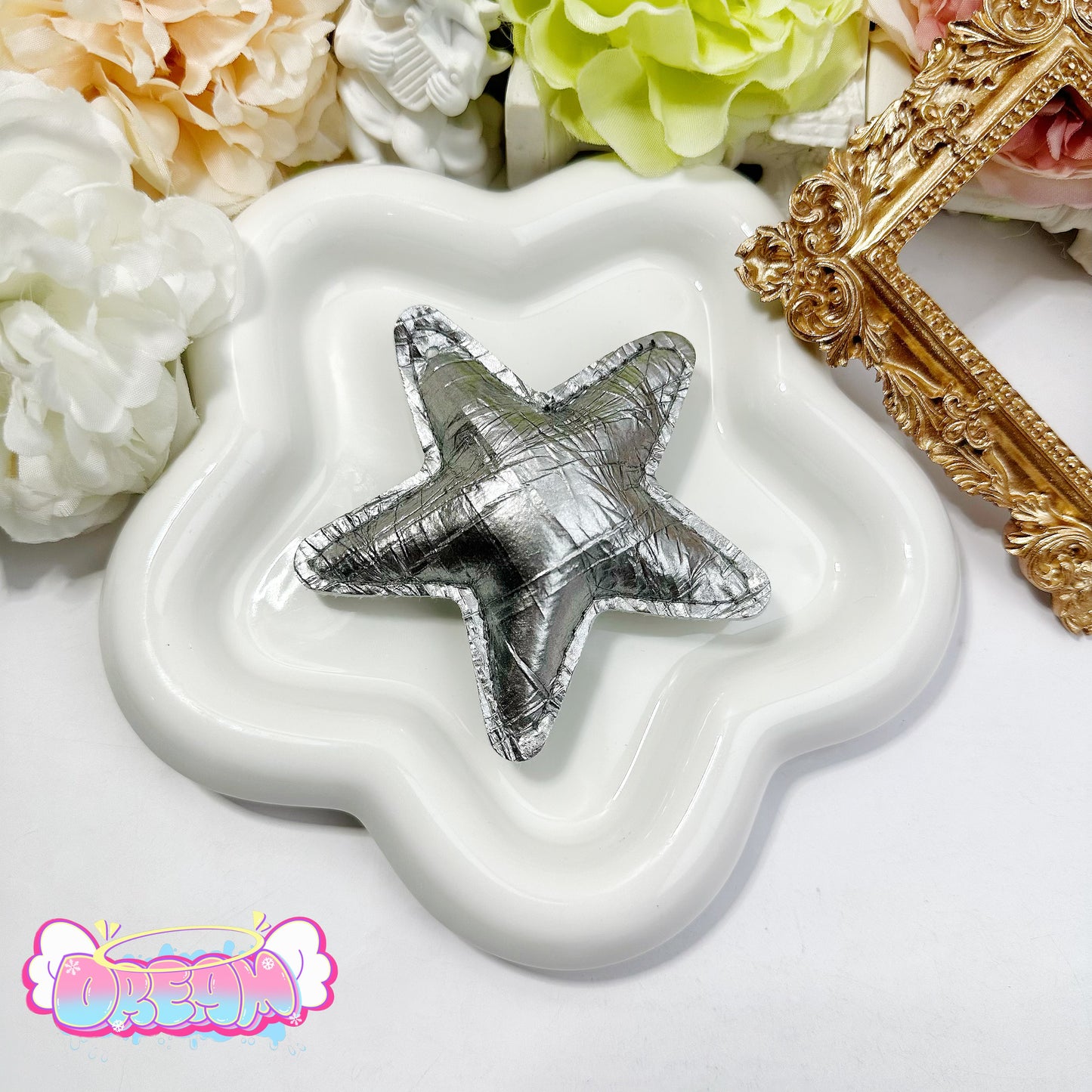 「P102」(SIZE: 8CM)合皮スター 穴あり バッグチャーム 星   チャーム アクセサリー ストラップ スター かわいい