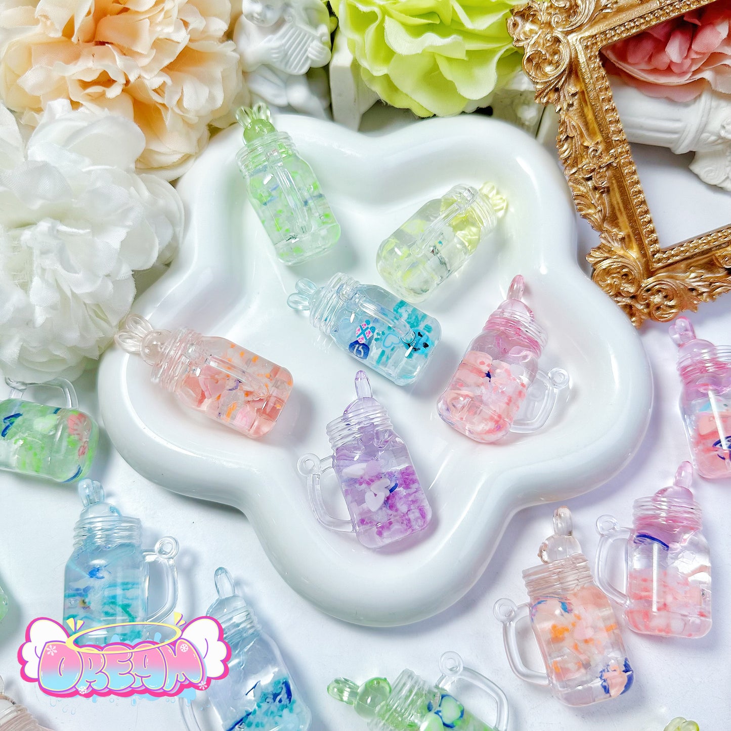「S042」うさぎ 飲みもの ジュース かんつき 3×5cm（夜光）