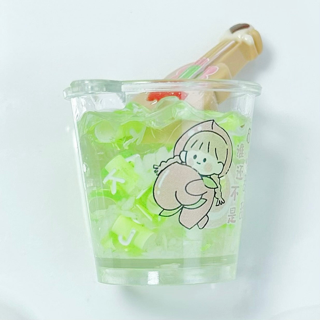 「S044」カラフル ジュース  ギター かんつき カワイイ 5×5cm（夜光）