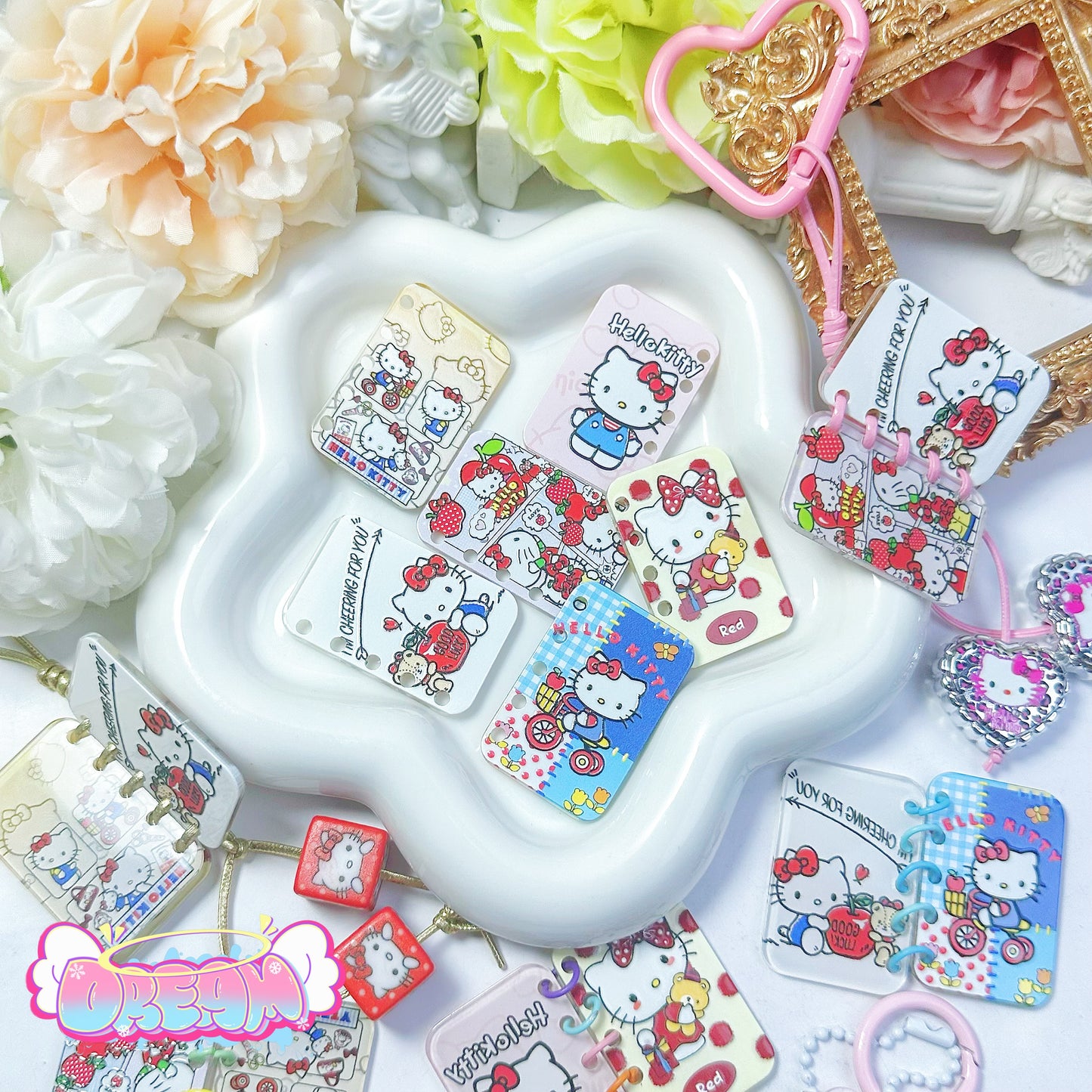 「S048」立体的 白猫ちゃん KT  ブッページ アクリル カワイイ  4cm×2.7cm