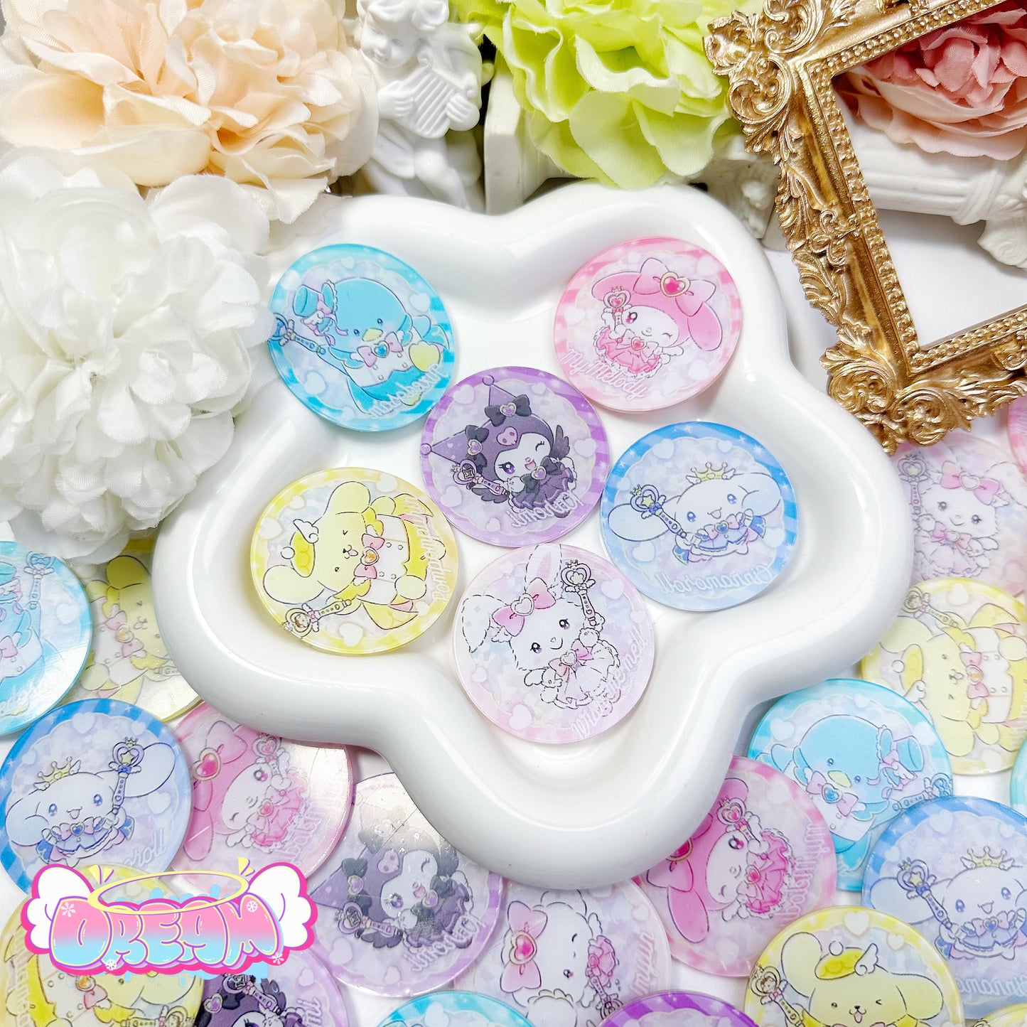 「R319」さんのりお サンノリオ 4cm アクリル  両面に保護シートがついておりますので、使用時は剥がして綺麗な状態でお使い頂けます