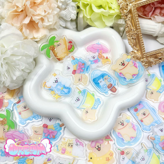 「R323」マルチーズとレトリーバー アクリル ワンちゃん 4cm アクリル  両面に保護シートがついておりますので、使用時は剥がして綺麗な状態でお使い頂けます