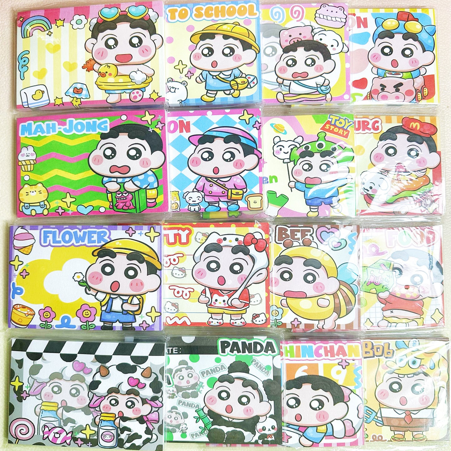 「G002メモゲーム」【しんちゃん】【カードキャプターさくら】【ZORAA】【SP】【LABUBU】【DORA】【セーラームーン】【さんのりお サンノリオ】5000/5冊のメモ＋一回のコリントゲーム（ランダムで1、2、3、4冊をゲット）シークレット率：40％「当たる最低10冊、足りない場合は補充します。」【バインダー対象】