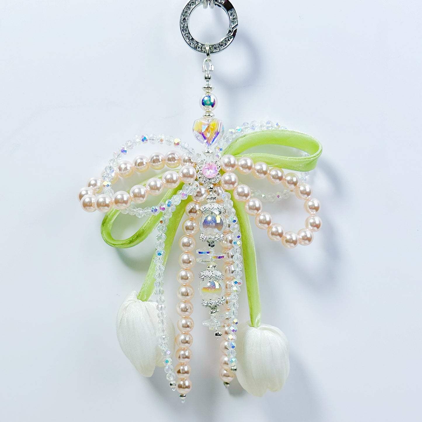 「X051」ふんわり花つぼみリボン お花が咲く前 ホワイト ピンクパープル ブルー（全4色・1点販売）