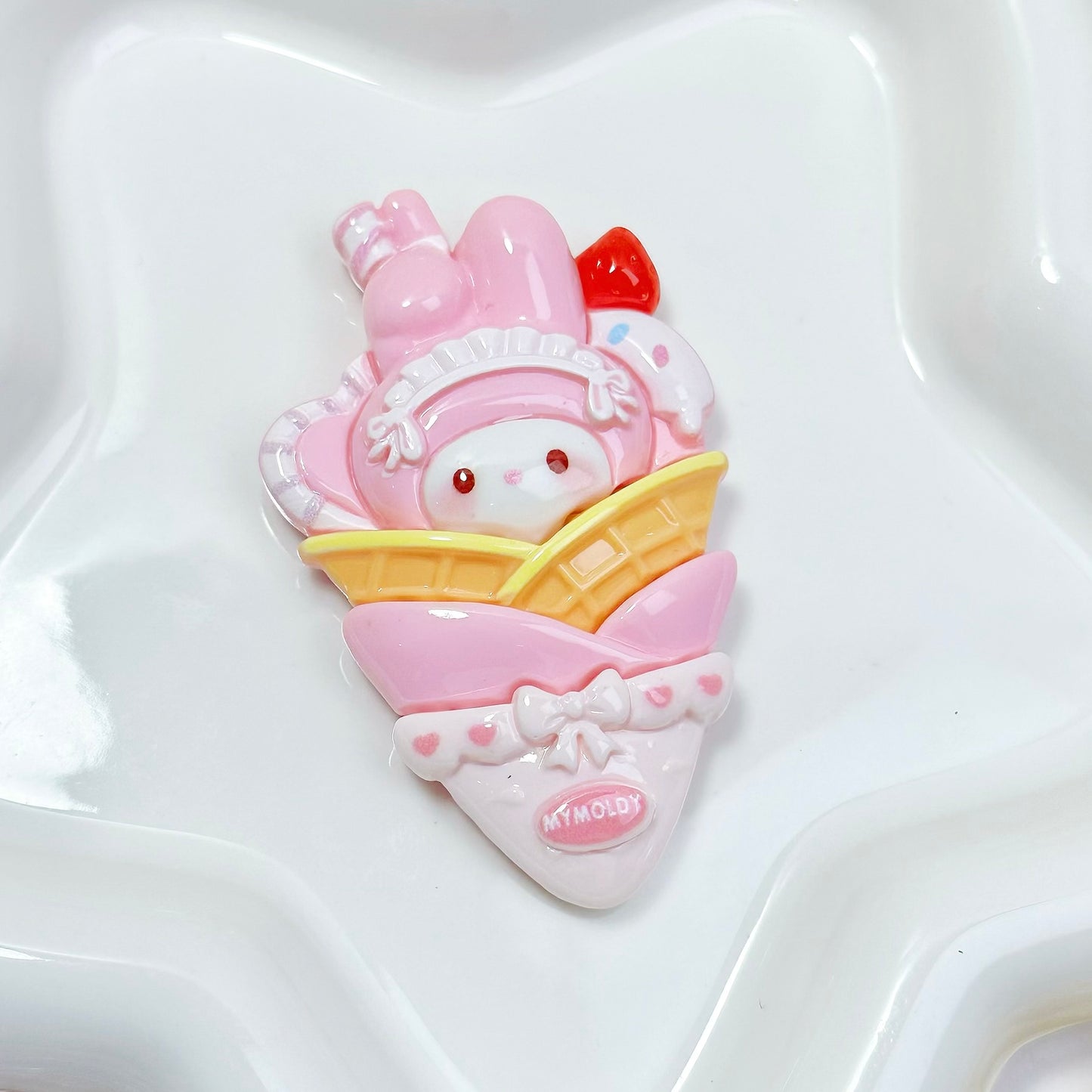 「S054」さんのりお アイスクリーム おいしいそう テコパ 樹脂 4×6.5mm
