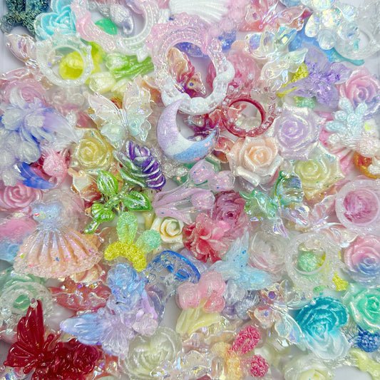 お楽しみ袋🎁開け開け「G288」レジン製 デカくて硬い蓄光バラ＋一部蓄光パーツ  穴なし