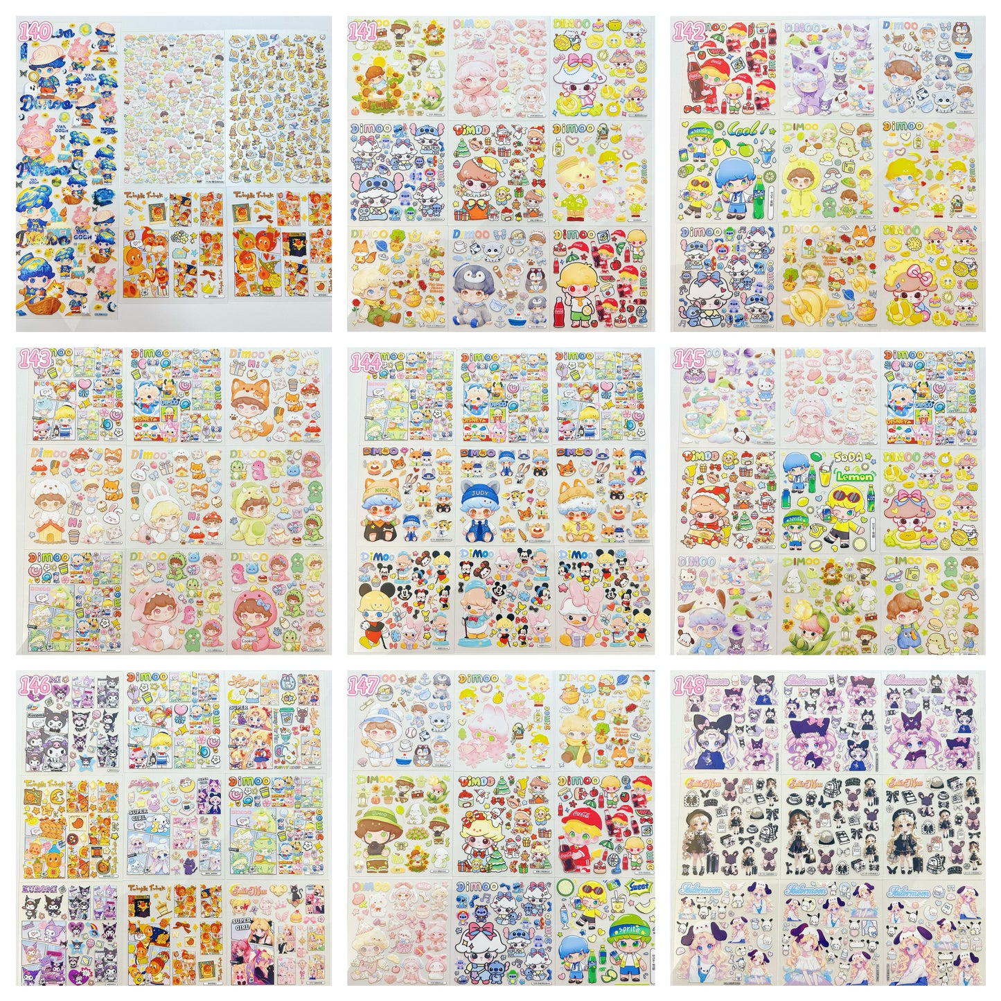 浮き彫りシール【140-148】 （別発送・合算不可)18枚以上ご購入で送料無料／9枚以下の場合は送料649円が別途必要となります（沖縄別途）一部サイズは大きめ