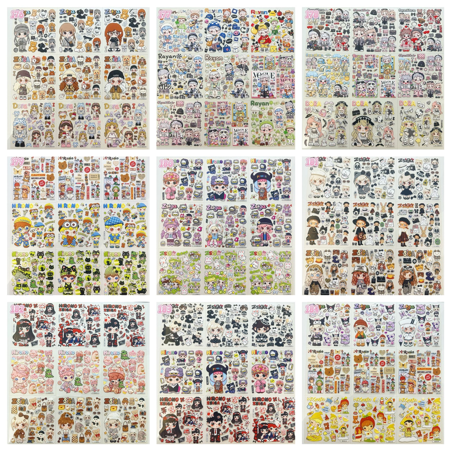 浮き彫りシール【176-184】 （別発送・合算不可)18枚以上ご購入で送料無料／9枚以下の場合は送料649円が別途必要となります（沖縄別途）一部サイズは大きめ