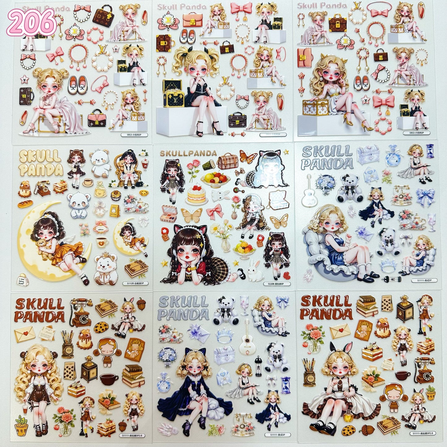 浮き彫りシール【203-211】 （別発送・合算不可)18枚以上ご購入で送料無料／9枚以下の場合は送料649円が別途必要となります（沖縄別途）一部サイズは大きめ