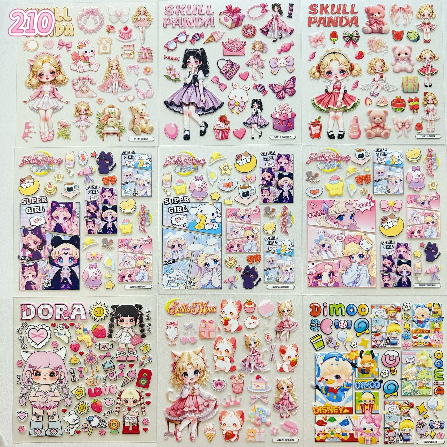 浮き彫りシール【203-211】 （別発送・合算不可)18枚以上ご購入で送料無料／9枚以下の場合は送料649円が別途必要となります（沖縄別途）一部サイズは大きめ